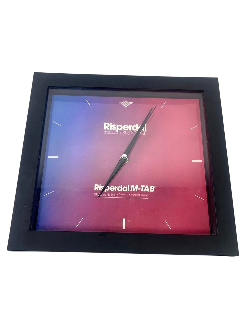 Risperdal M-TAB Drug Rep Promotional Wall Clock 10.5 x 11 Tested Working